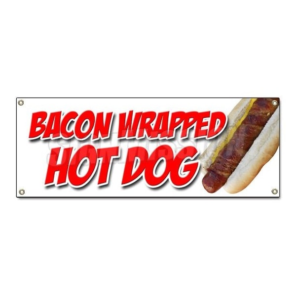 BACON WRAPPED HOT DOG BANNER SIGN texas tommy cheese deep fried stick